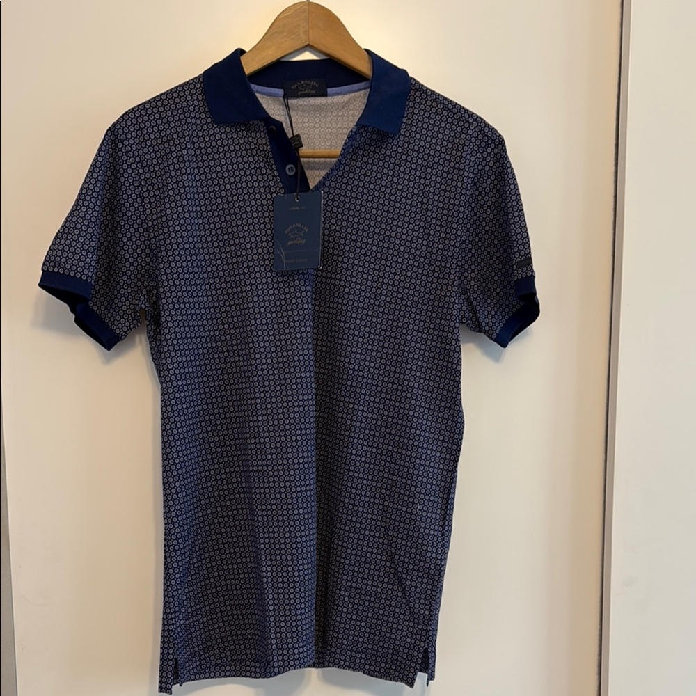 Paul & Shark Blue Polo Shirt with Textured Pattern